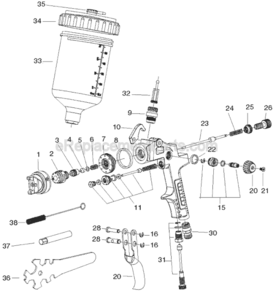 Part Location Diagram of D26405 DeWALT KIT NOZZLE 2.0MM PSH